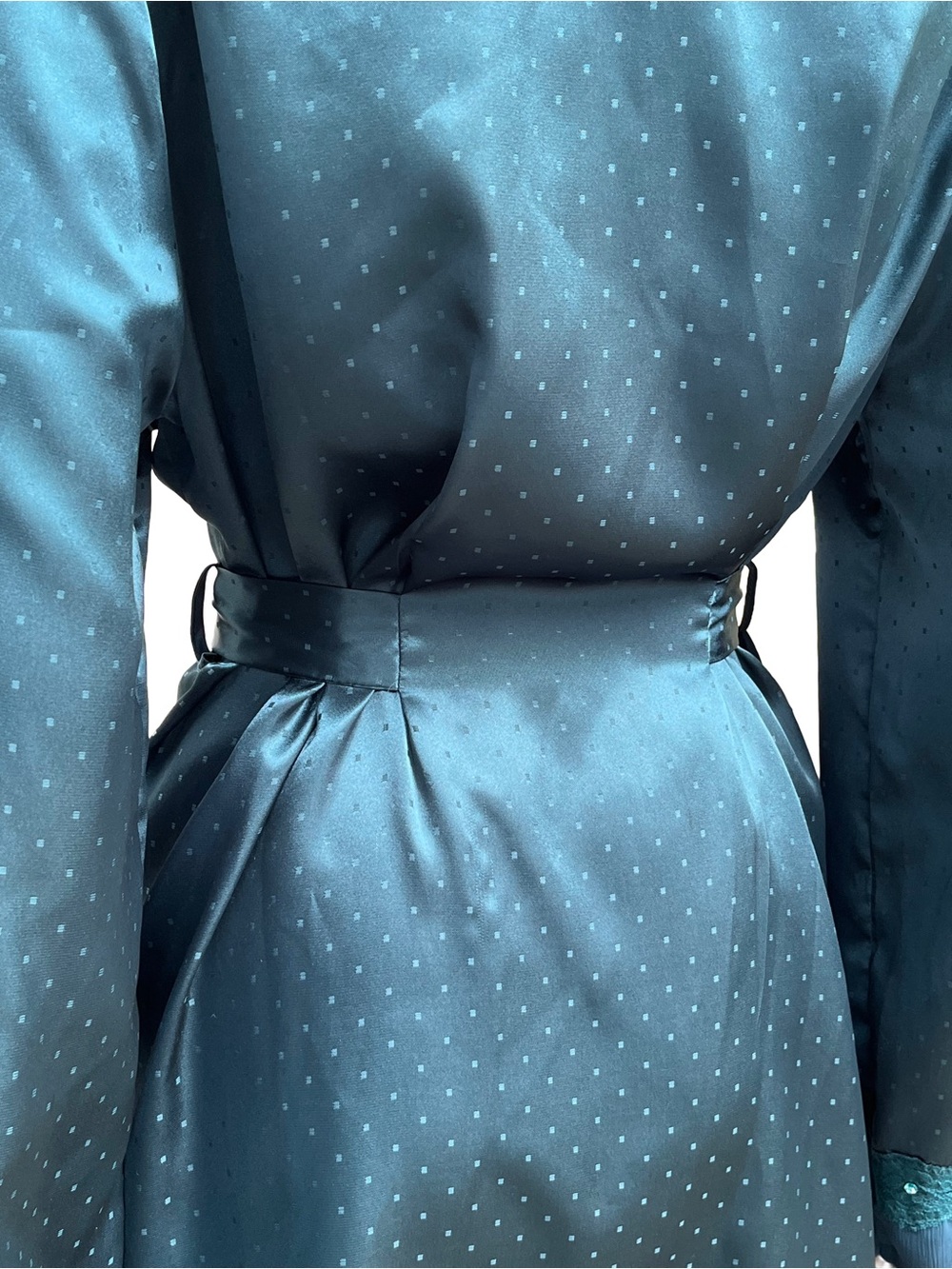 Vintage Jessica Teal Satin Kimono Robe Y2K M-L - Picture 6 of 8